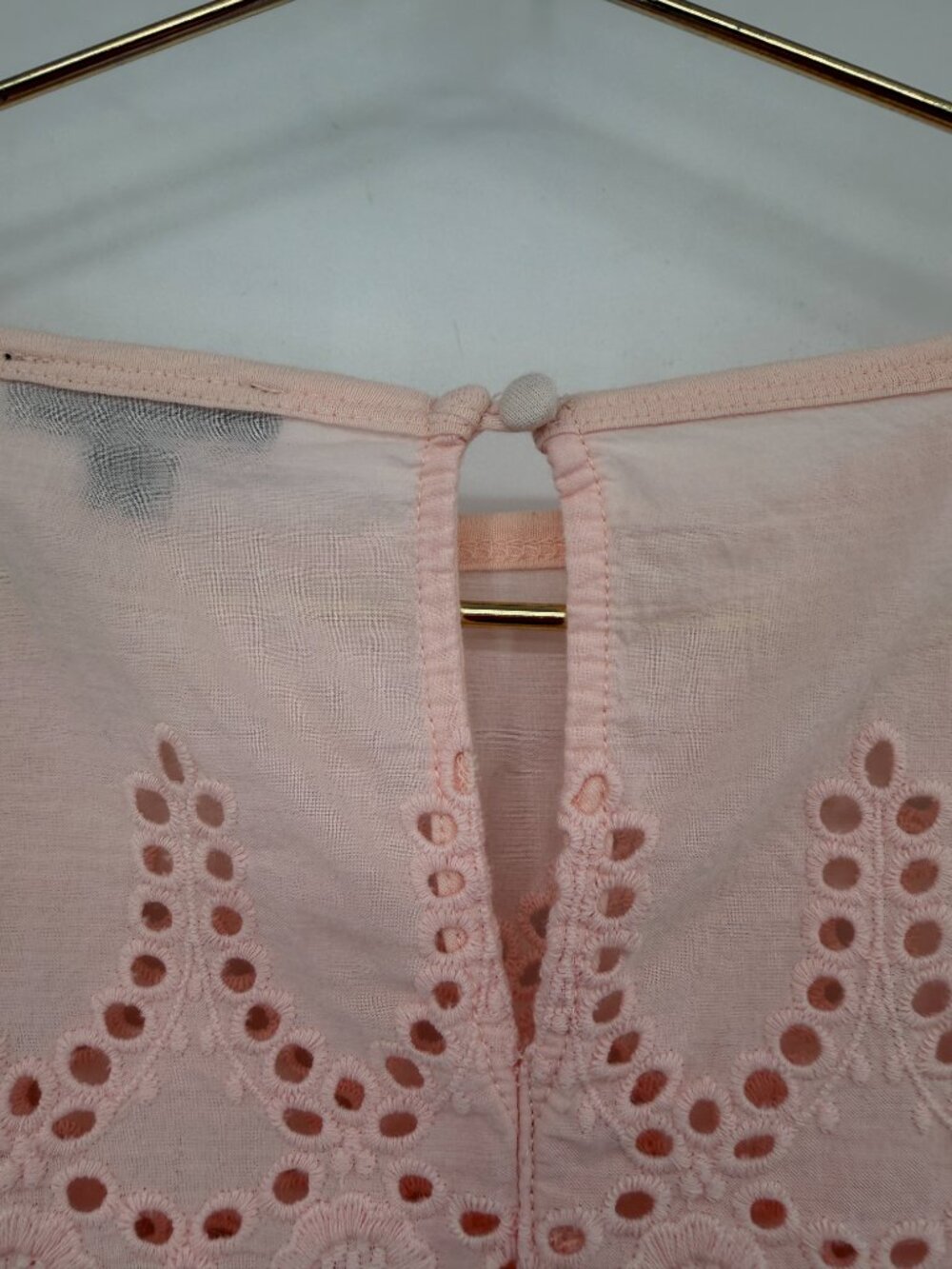 J.Crew Eyelet Yoke Babydoll Top Women’s XS Blush Pink Flutter Sleeve Cottagecore - Picture 5 of 10